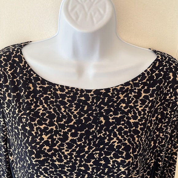 Ralph Lauren Print Runched Sheath Dress 12 P Navy Blue Leopard Classic Preppy - Picture 5 of 17